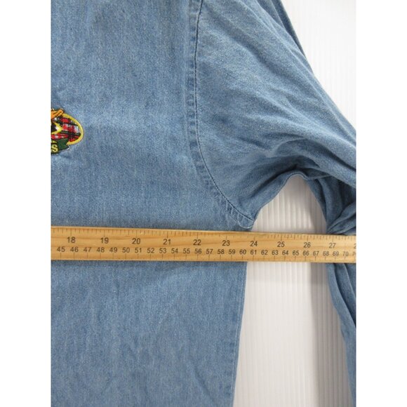 VINTAGE Looney Tunes Shirt Large Bugs Taz Daffy Warner Bros 90s Denim - Picture 7 of 13